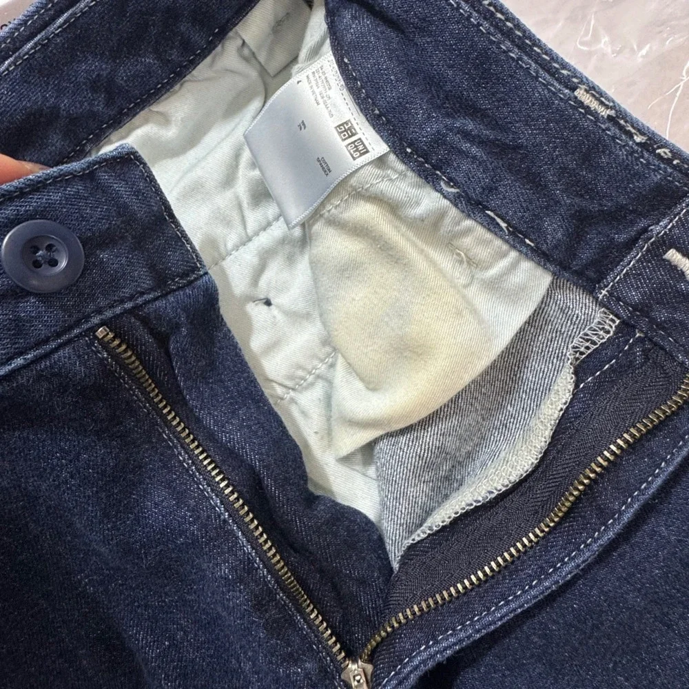 Uniqulo High Waisted Wide Straight Denim‎ Trouser Mom Jeans size 4 Pants